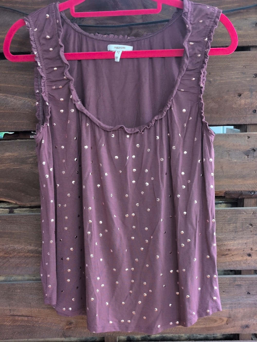 Maurices Mauve Sleeveless Scoop Neck Tank with Metallic Dot Accents MEDIUM